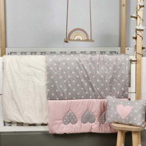 سرویس خواب 3 تیکه مخمل کودک طرح قلب رنک صورتی برند کوکالو